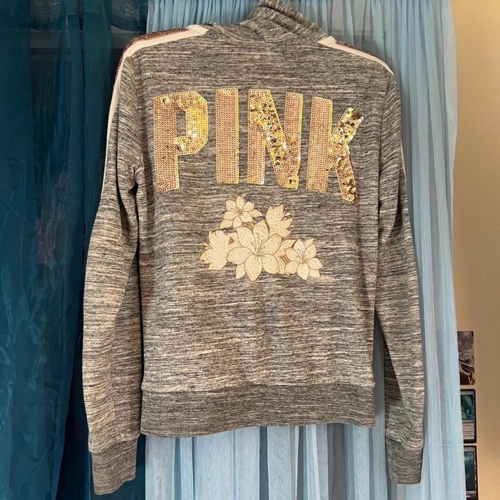 RARE Victoria's Secret Sequin Floral Zip-Hoodie